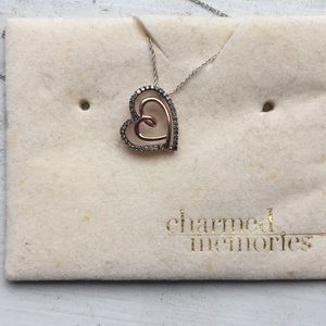 10kt rose gold heart necklace with diamonds